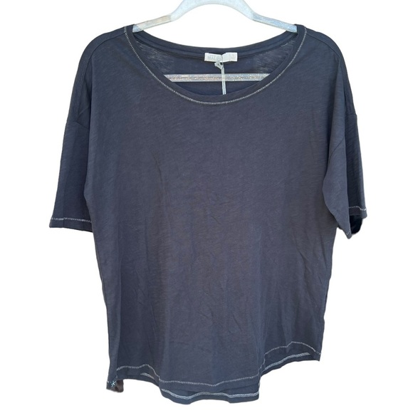 Barefoot Dreams Malibu Collection Slub Jersey Dropped Shoulder Tee Black Lrg NWT - Picture 3 of 11
